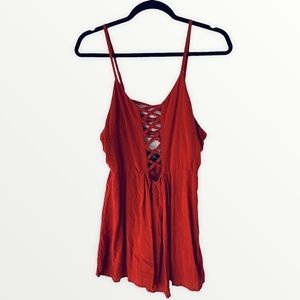 Blue Life Rust Orange Crisscross Tank Top